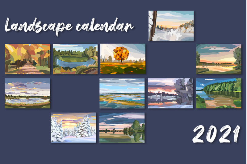 12-vector-landscapes-with-different-seasons-in-flat-style-for-calendar