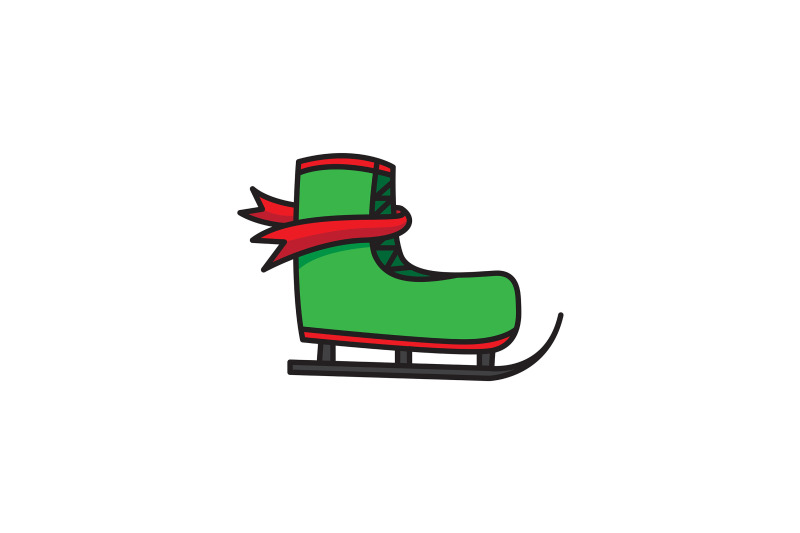 green-ski-shoes-christmas-icon