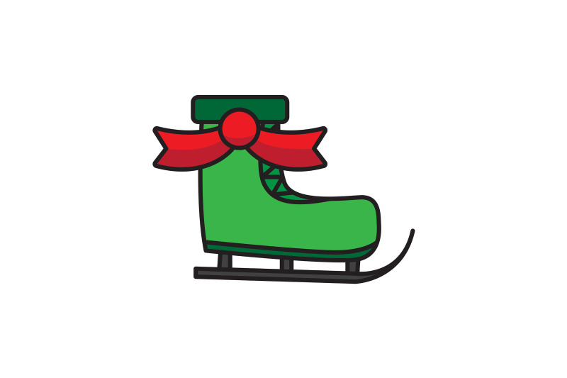 green-ski-shoes-with-ribbon-christmas-icon