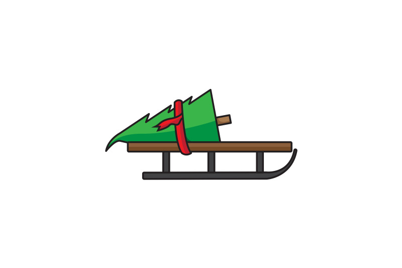 christmas-tree-on-sled-christmas-icon