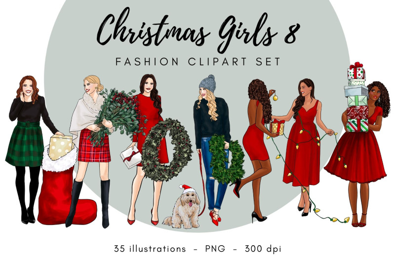 christmas-girls-8-fashion-clipart-set