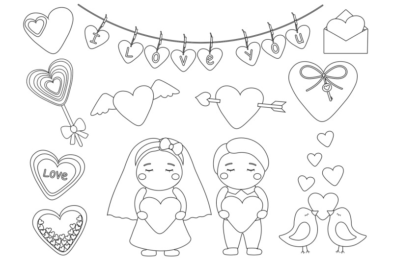 valentine-039-s-day-boy-girl-hearts-black-and-white-coloring-svg