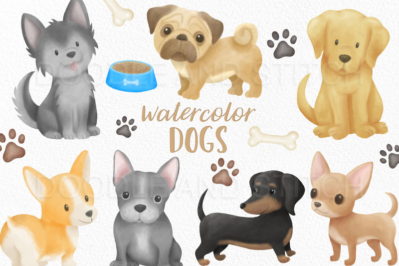 watercolor-dogs-clipart-illustrations