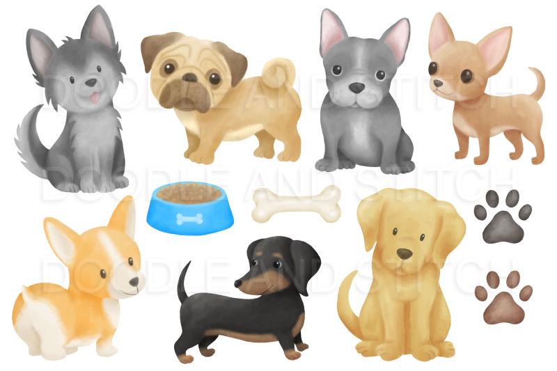 watercolor-dogs-clipart-illustrations