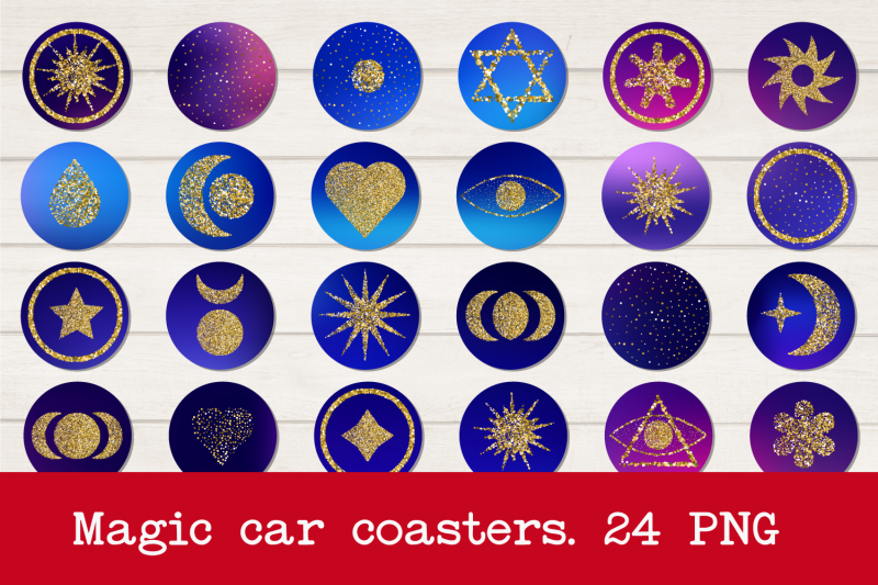 bundle-of-car-coasters-magic-galaxy-glitter