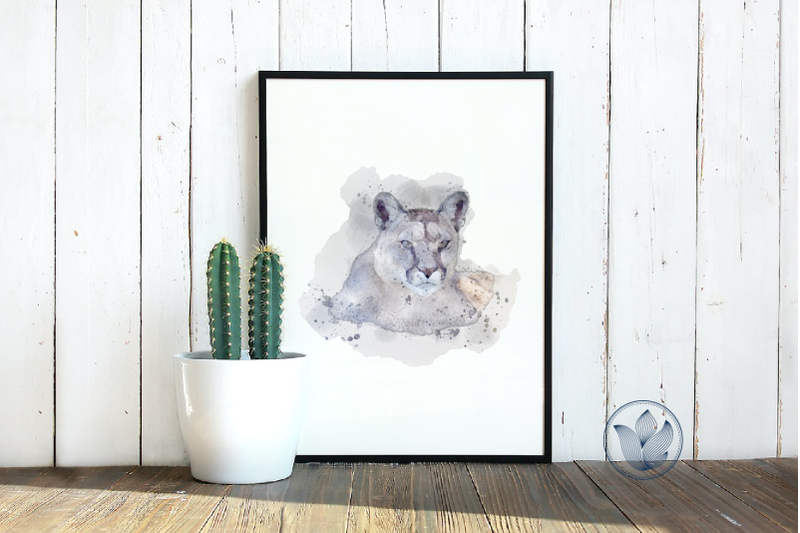 mountain-lion-sublimation-png-file-mountain-lion-watercolor-transfer