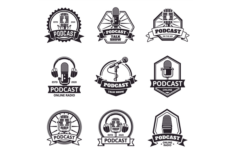 podcast-emblems-radio-station-audio-podcast-and-music-studio-labels