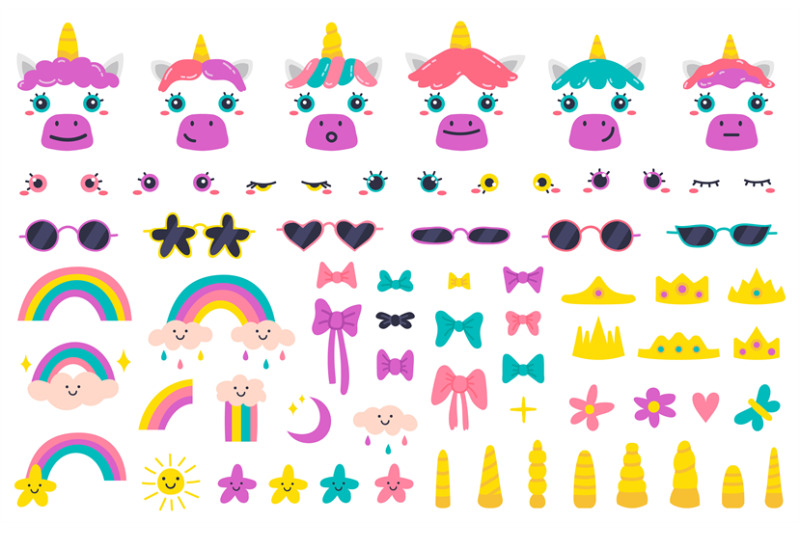 unicorn-faces-cute-fairytale-unicorn-face-constructor-unicorn-horns