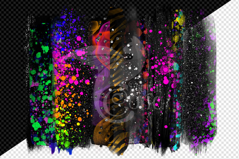 black-and-neon-brush-strokes-clipart