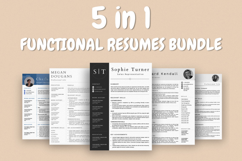 functional-resume-templates-bundle-5-templates-included