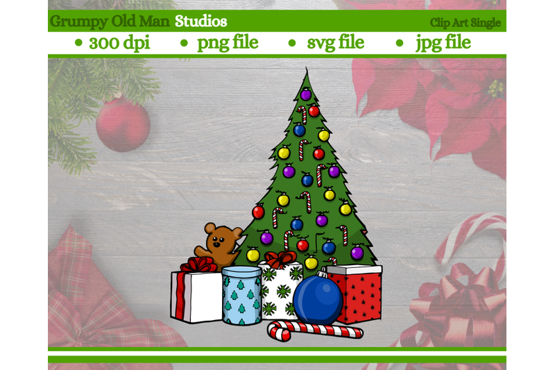 christmas-tree-with-wrapped-gifts-clip-art-teddy-bear-and-candy-cane