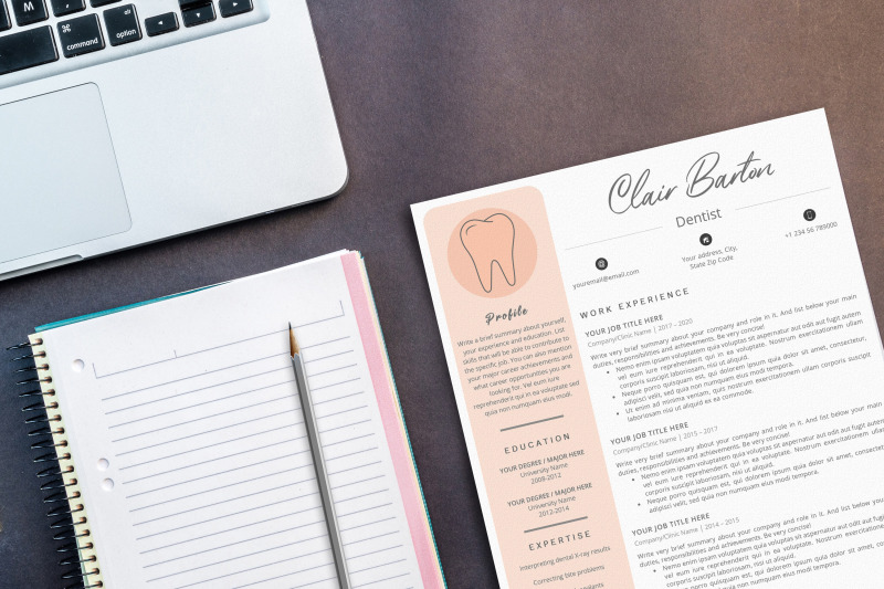 dental-resume-template-word-amp-pages