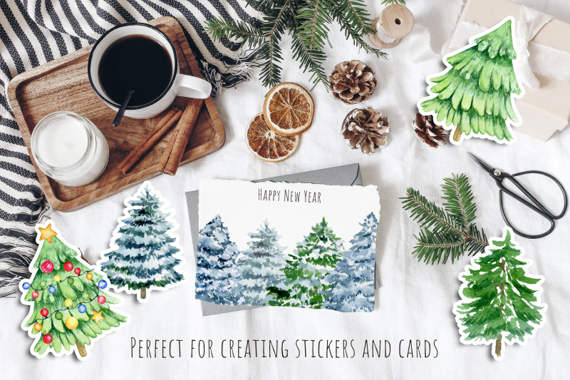 watercolor-christmas-tree-clipart-winter-forest-trees-evergreen-pine