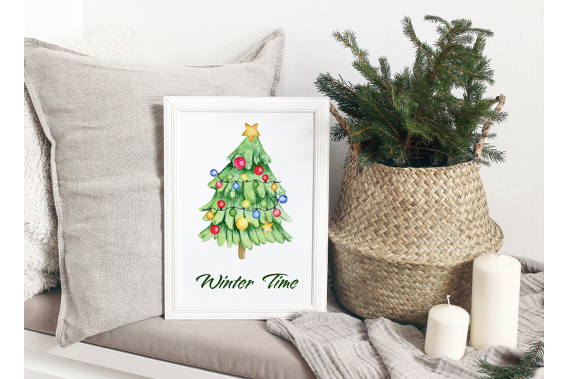 watercolor-christmas-tree-clipart-winter-forest-trees-evergreen-pine