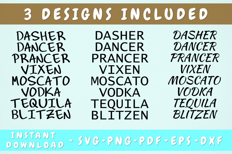 dasher-dancer-prancer-vixen-moscato-vodka-tequila-blitzen-svg