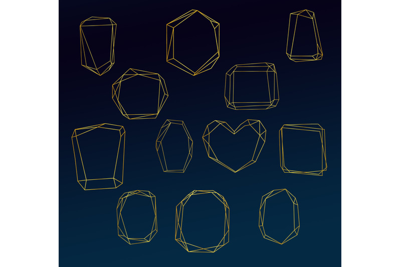 12-polygonal-gold-glitter-frames-clipart