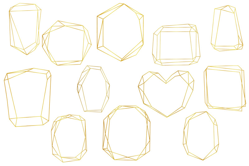 12-polygonal-gold-glitter-frames-clipart