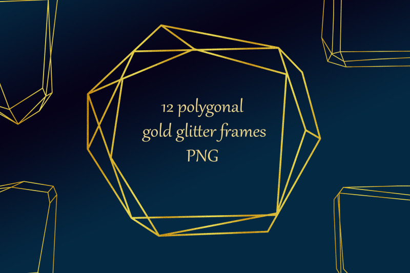 12-polygonal-gold-glitter-frames-clipart