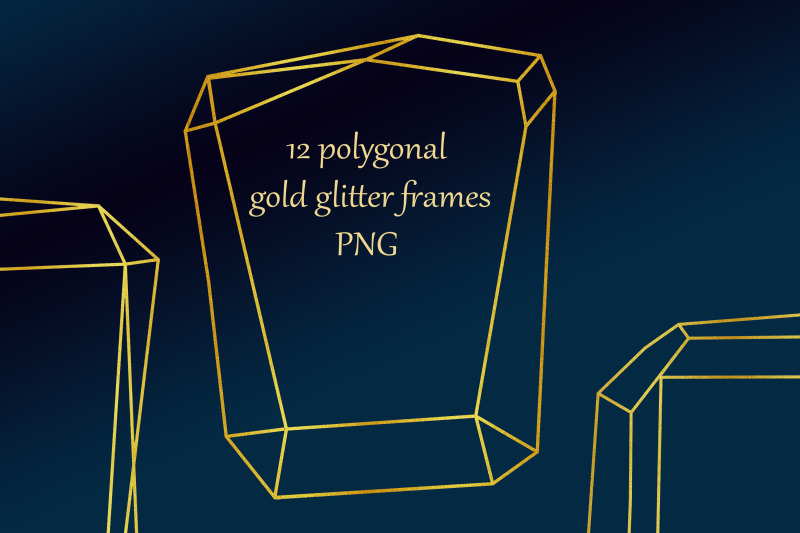 12-polygonal-gold-glitter-frames-clipart