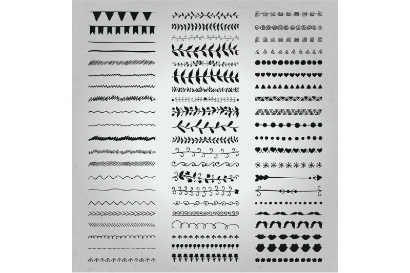 set-of-hand-drawn-black-doodle-line-borders-rustic-decorative-design