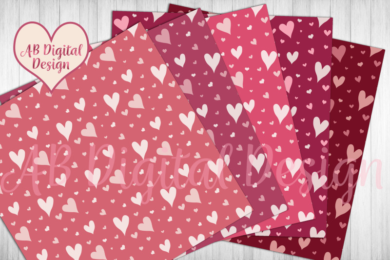 valentines-digital-paper-boho-hearts-romantic-blush-pink-red