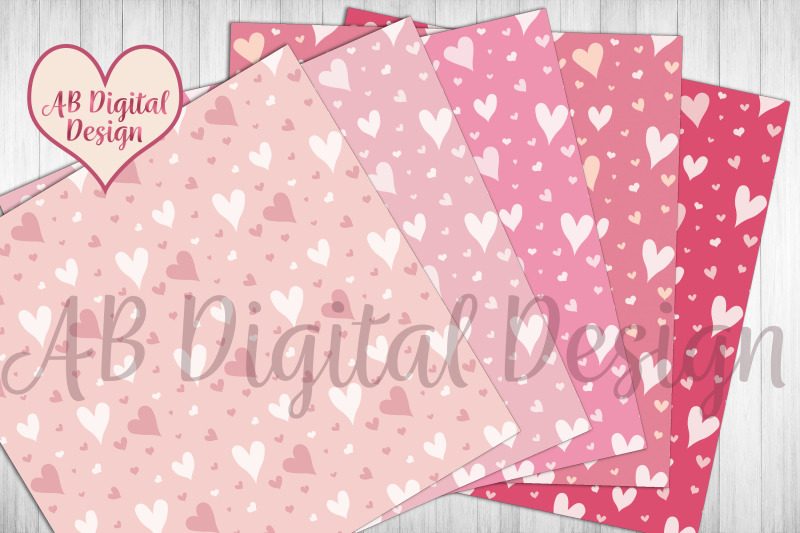 valentines-digital-paper-boho-hearts-romantic-blush-pink-red
