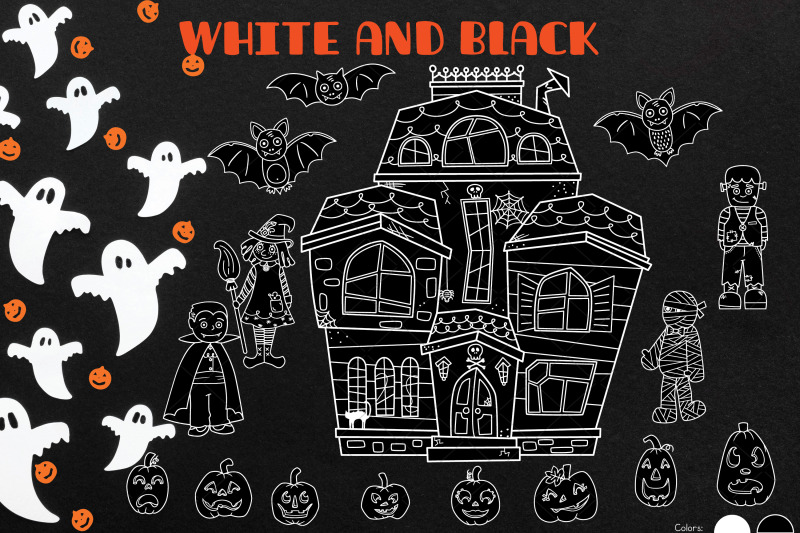 haunted-house-white-monster-character-halloween-pumpkin