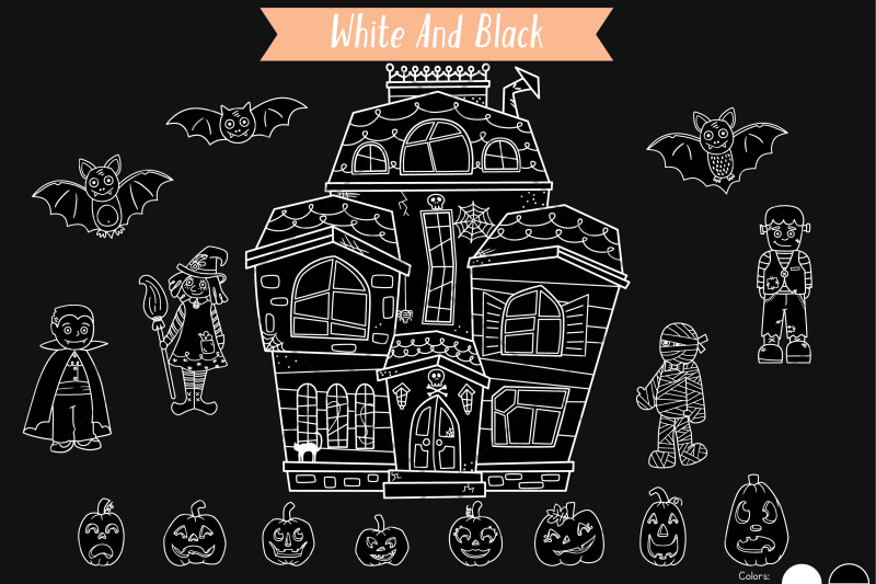 haunted-house-white-monster-character-halloween-pumpkin