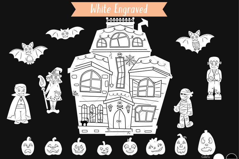 haunted-house-white-monster-character-halloween-pumpkin