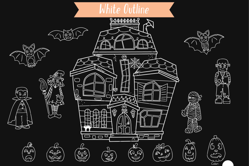 haunted-house-white-monster-character-halloween-pumpkin