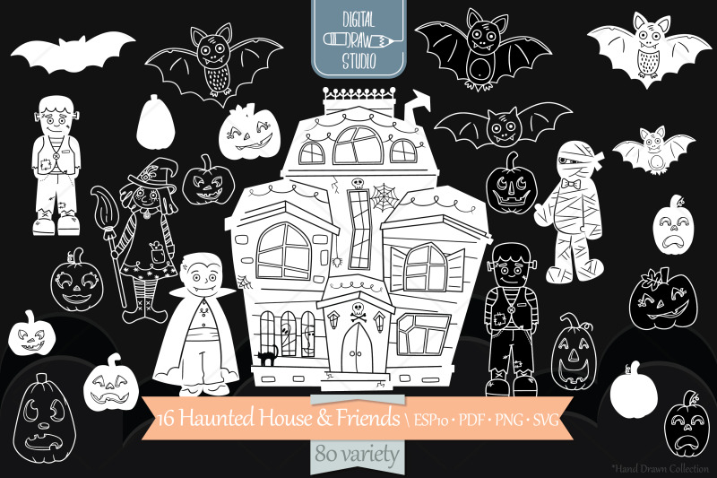 haunted-house-white-monster-character-halloween-pumpkin