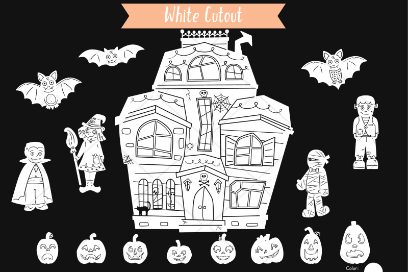 haunted-house-white-monster-character-halloween-pumpkin