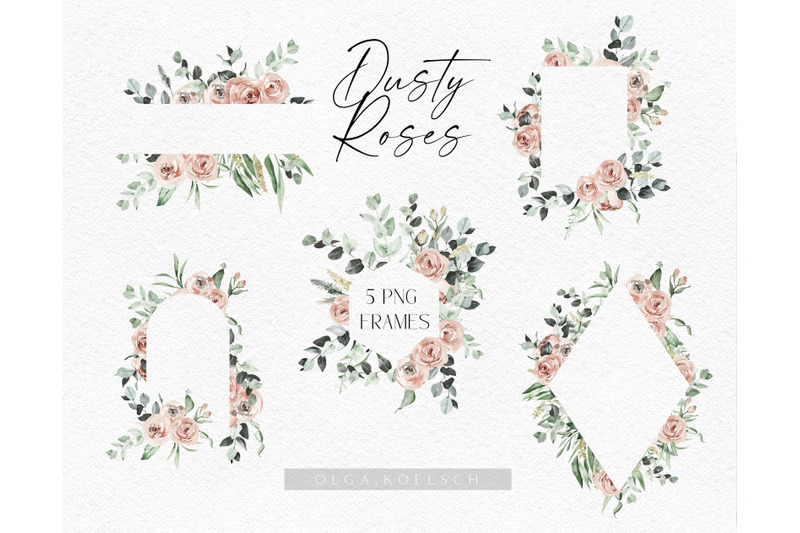 boho-roses-frame-clipart-watercolor-floral-borders-png-wedding
