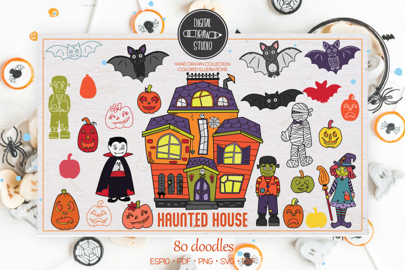 haunted-house-color-monster-character-halloween-pumpkin