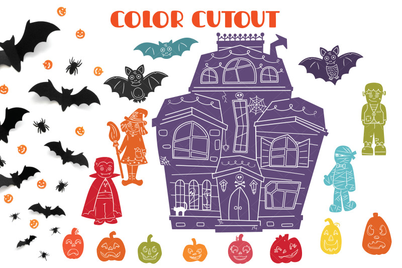 haunted-house-color-monster-character-halloween-pumpkin