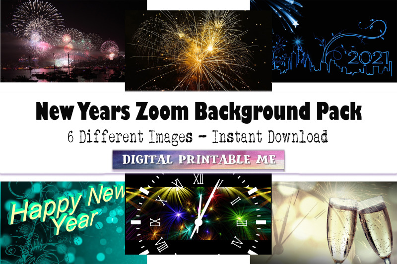 New Years Eve Zoom Background, 6 Digital Download, Fireworks, Virtual, By DigitalPrintableMe