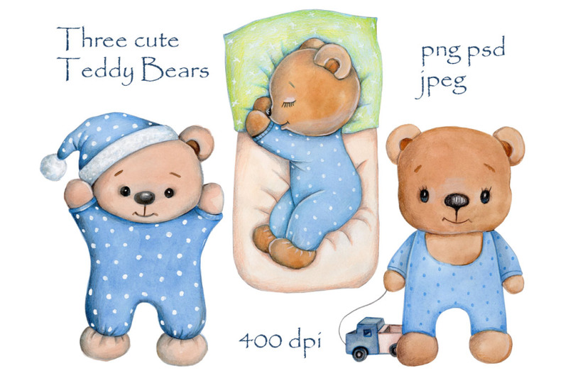 three-cute-teddy-bears-in-blue-watercolor