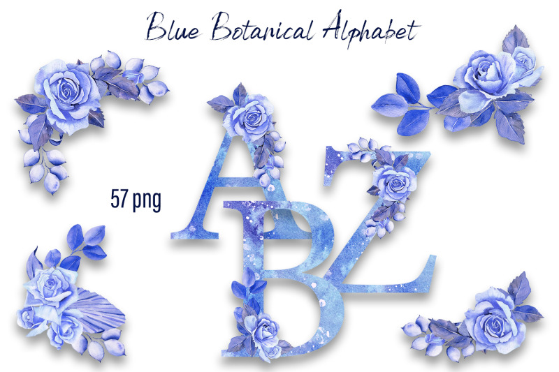 blue-floral-rose-botanical-alphabet