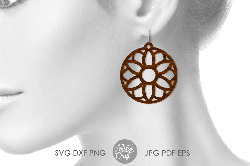 Download Mandala earrings, SVG cut files, round earring By Artisan ...