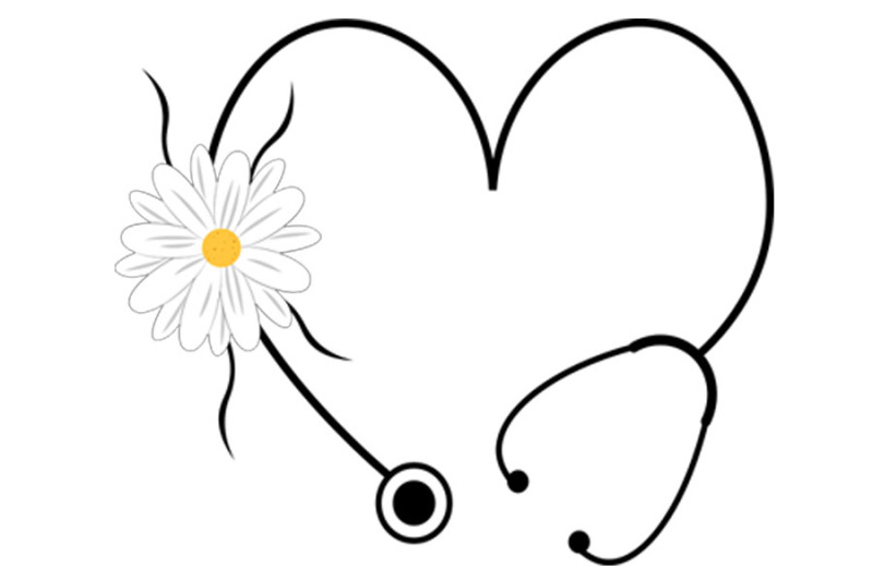 Download Floral Stethoscope SVG, Flower Heart Stethoscope Svg ...