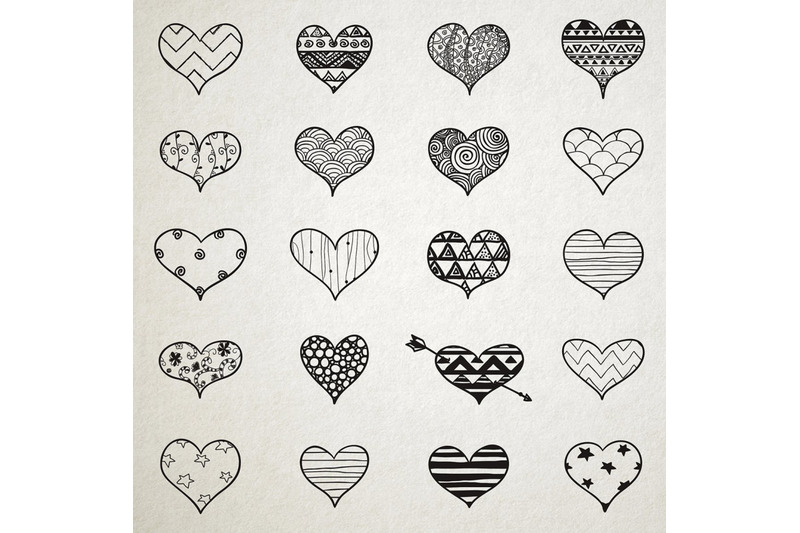 hand-skeched-hearts-set-black-hand-drawn-heart-shapes-with-valentines