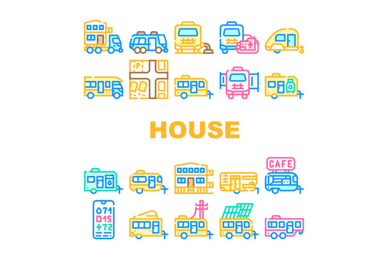 modular-house-trailer-collection-icons-set-vector