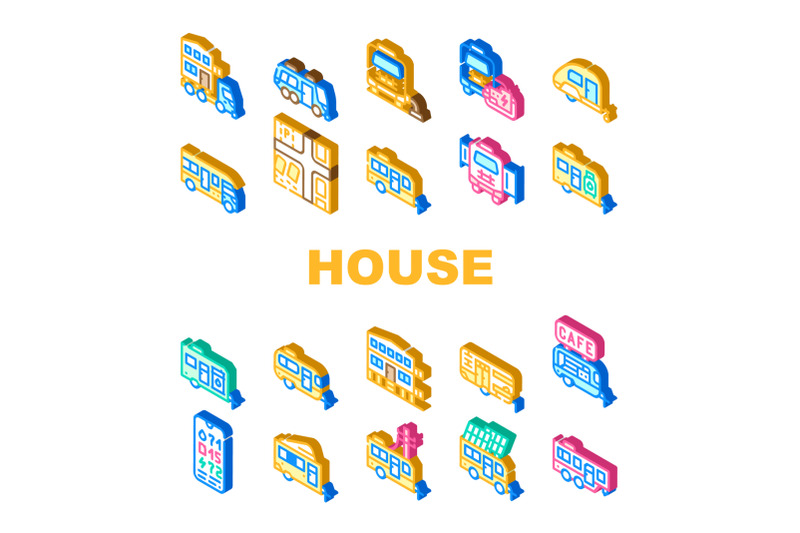 modular-house-trailer-collection-icons-set-vector