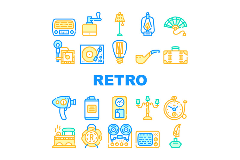 retro-stuff-devices-collection-icons-set-vector