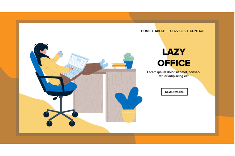 lazy-office-employee-working-on-laptop-vector