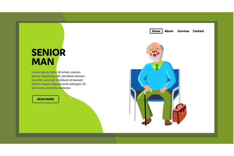 senior-man-visitor-sitting-on-armchair-vector