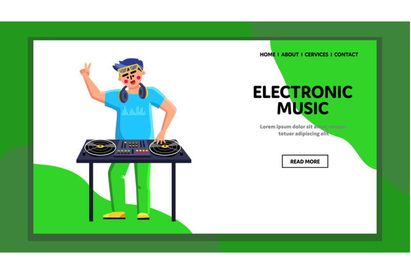 electronic-music-performing-disk-jockey-vector