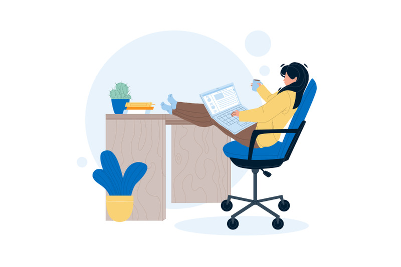 freelancer-girl-working-on-laptop-at-home-vector