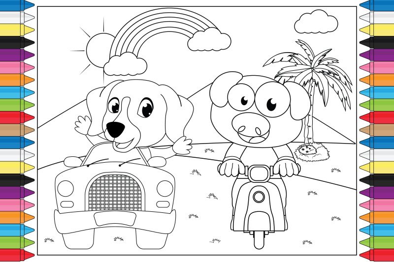 coloring-dog-and-pig-for-kids