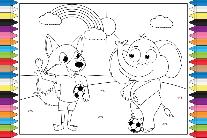 coloring-cute-fox-and-elephant-for-kids